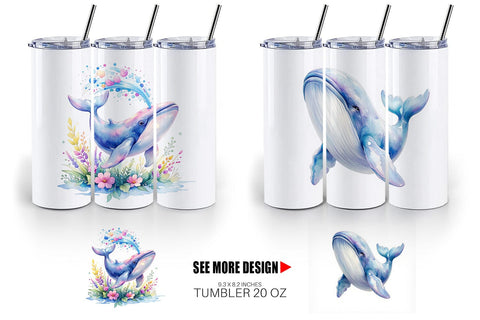 Tumbler Watercolor Celestial Whale Moon Star Sublimation artnoy 