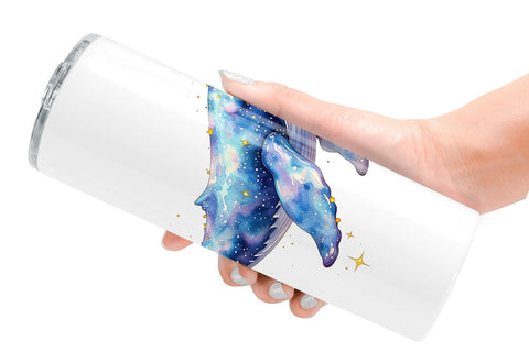 Tumbler Watercolor Celestial Whale Moon Star Sublimation artnoy 