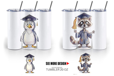 Tumbler Watercolor Chaotic Animal Graduation Sublimation artnoy 