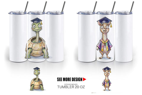 Tumbler Watercolor Chaotic Animal Graduation Sublimation artnoy 