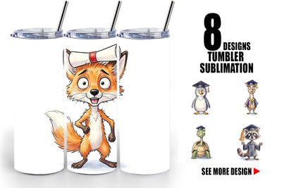 Tumbler Watercolor Chaotic Animal Graduation Sublimation artnoy 