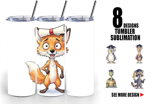 Tumbler Watercolor Chaotic Animal Graduation Sublimation artnoy 