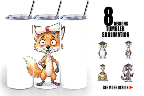 Tumbler Watercolor Chaotic Animal Graduation Sublimation artnoy 