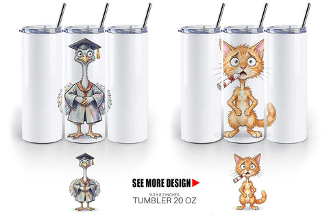 Tumbler Watercolor Chaotic Animal Graduation Sublimation artnoy 