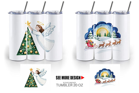 Tumbler Watercolor Christmas Animal Sublimation artnoy 