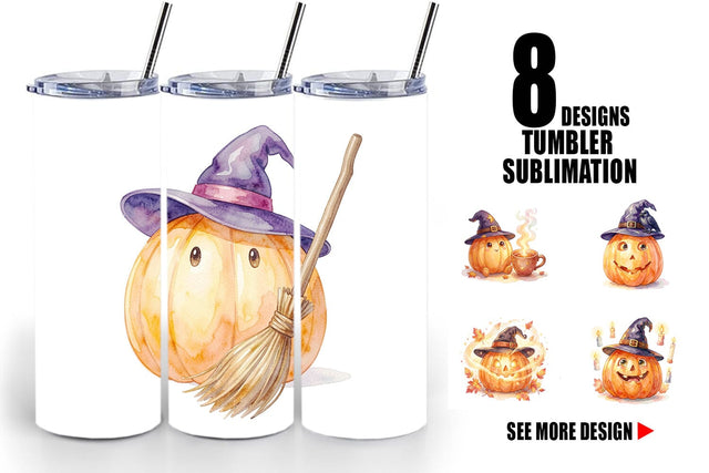 Tumbler Watercolor Cozy Autumn Spellcraft Witch Sublimation artnoy 