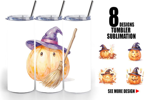 Tumbler Watercolor Cozy Autumn Spellcraft Witch Sublimation artnoy 
