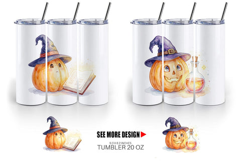 Tumbler Watercolor Cozy Autumn Spellcraft Witch Sublimation artnoy 