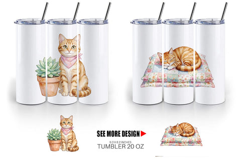 Tumbler Watercolor Cozy Cat Mom Lifestyle Art Sublimation artnoy 