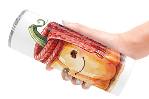 Tumbler Watercolor Cozy Fall Lifestyle Pumpkin Sublimation artnoy 