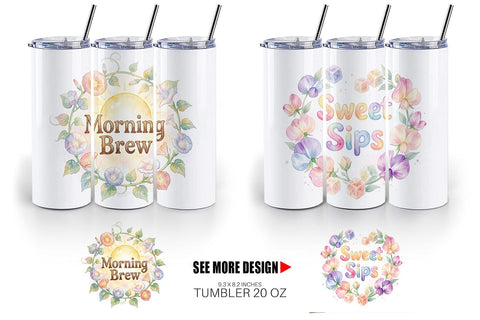 Tumbler Watercolor Cozy Garden Tea Quotes Sublimation artnoy 
