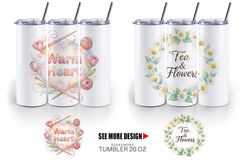 Tumbler Watercolor Cozy Garden Tea Quotes Sublimation artnoy 