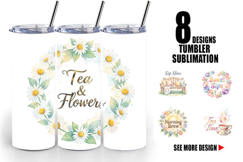 Tumbler Watercolor Cozy Garden Tea Quotes Sublimation artnoy 