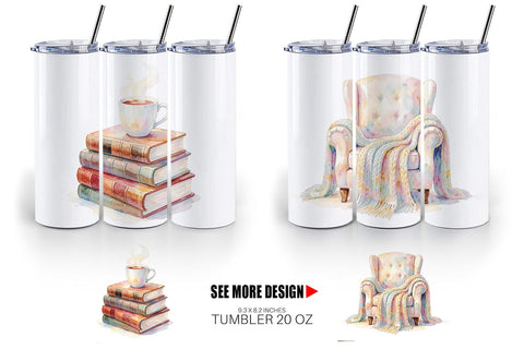 Tumbler Watercolor Cozy Mom Relaxation Art Sublimation artnoy 