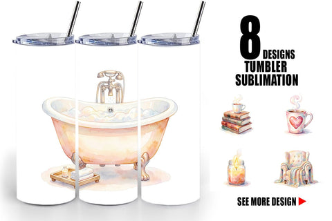 Tumbler Watercolor Cozy Mom Relaxation Art Sublimation artnoy 