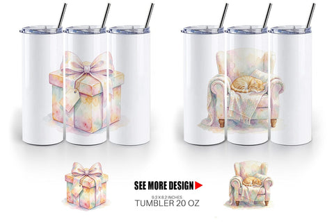 Tumbler Watercolor Cozy Tea Time Mom Brunch Sublimation artnoy 