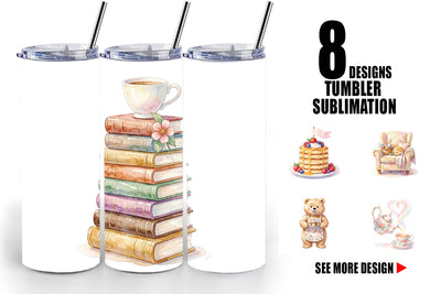 Tumbler Watercolor Cozy Tea Time Mom Lifestyle Sublimation artnoy 