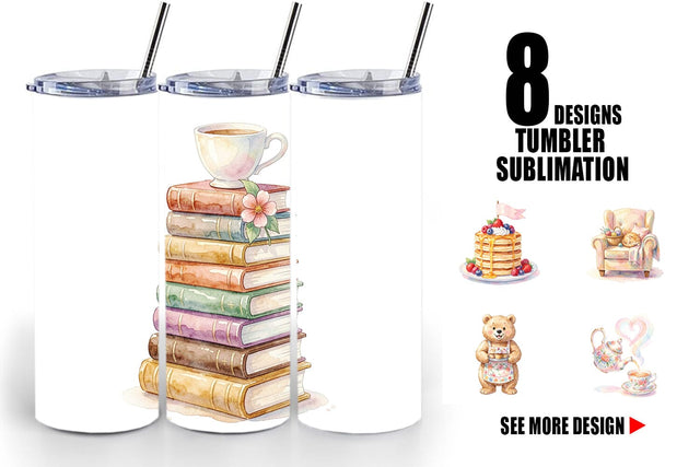 Tumbler Watercolor Cozy Tea Time Mom Lifestyle Sublimation artnoy 