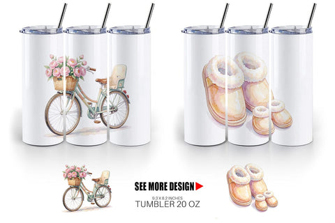 Tumbler Watercolor Cozy Tea Time Mom Lifestyle Sublimation artnoy 