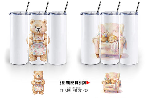 Tumbler Watercolor Cozy Tea Time Mom Lifestyle Sublimation artnoy 