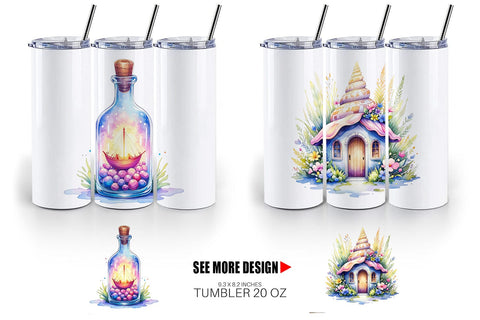 Tumbler Watercolor Cute Ocean Objects Sublimation artnoy 