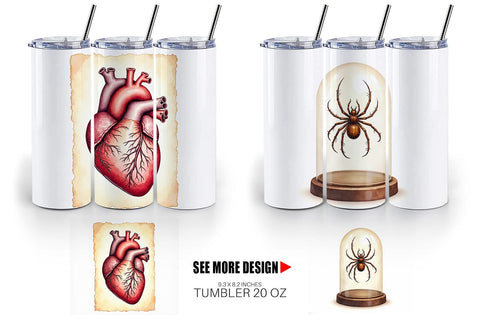 Tumbler Watercolor Dark Academia Creatures Sublimation artnoy 