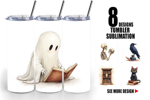 Tumbler Watercolor Dark Academia Creatures Sublimation artnoy 