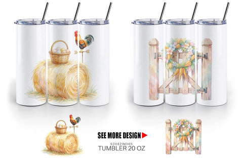 Tumbler Watercolor Desert Spring Easter Cacti Sublimation artnoy 