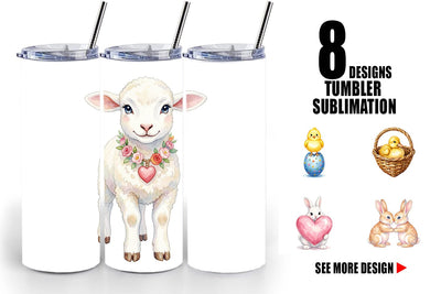 Tumbler Watercolor Easter Bunny Heart Love Art Sublimation artnoy 