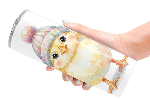 Tumbler Watercolor Easter Chick Dress Up Art Sublimation artnoy 