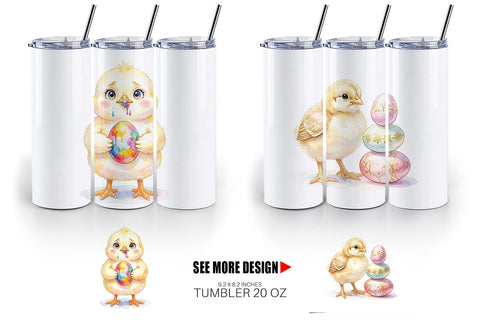 Tumbler Watercolor Easter Egg Painting Chicks Sublimation artnoy 
