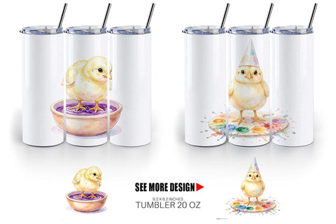 Tumbler Watercolor Easter Egg Painting Chicks Sublimation artnoy 