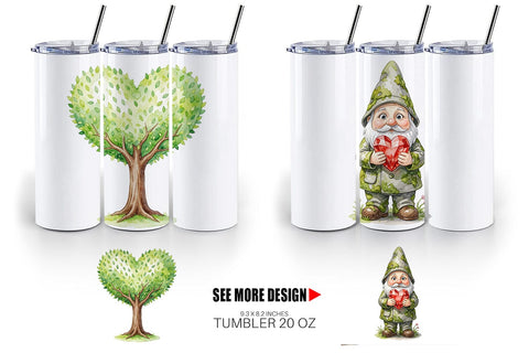 Tumbler Watercolor Easter Heart Garden Decor Sublimation artnoy 