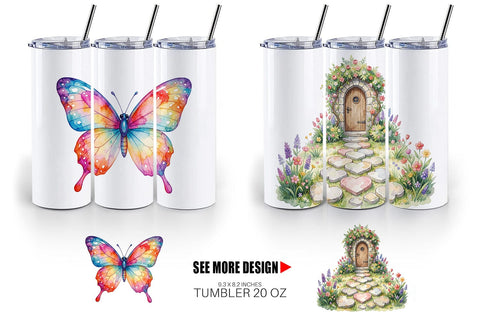 Tumbler Watercolor Easter Heart Garden Decor Sublimation artnoy 