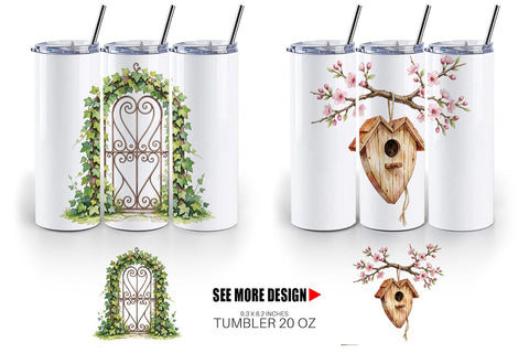 Tumbler Watercolor Easter Heart Garden Decor Sublimation artnoy 
