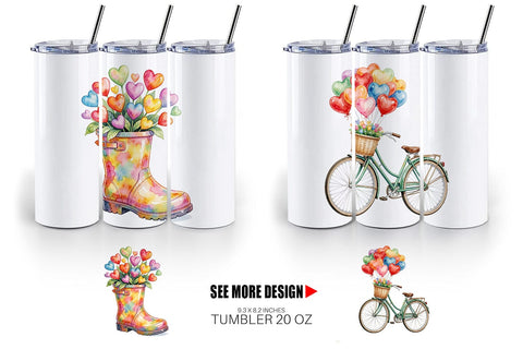 Tumbler Watercolor Easter Heart Garden Decor Sublimation artnoy 