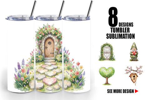 Tumbler Watercolor Easter Heart Garden Decor Sublimation artnoy 