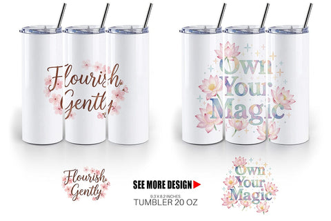 Tumbler Watercolor Elegant Floral Affirmations Quote Sublimation artnoy 