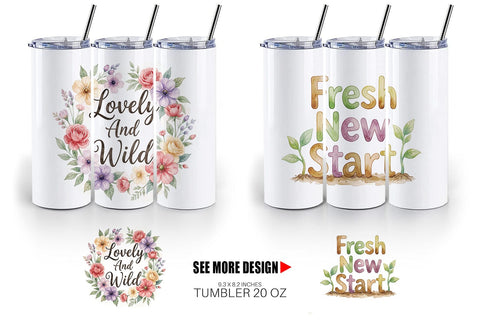 Tumbler Watercolor Elegant Floral Affirmations Quote Sublimation artnoy 