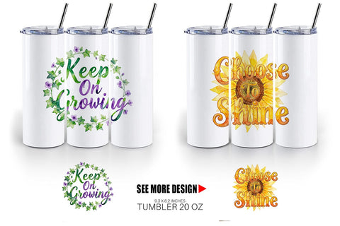 Tumbler Watercolor Elegant Floral Affirmations Quote Sublimation artnoy 