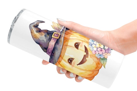 Tumbler Watercolor Enchanted Floral Witch Hat Sublimation artnoy 