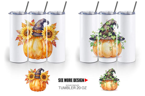 Tumbler Watercolor Enchanted Floral Witch Hat Sublimation artnoy 