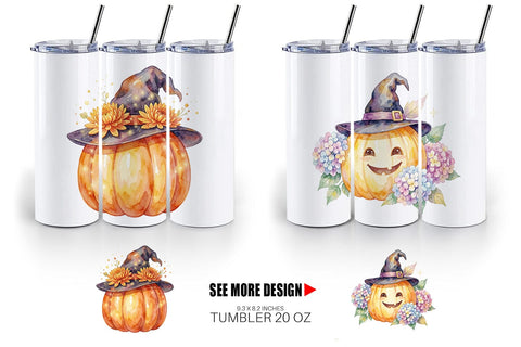 Tumbler Watercolor Enchanted Floral Witch Hat Sublimation artnoy 
