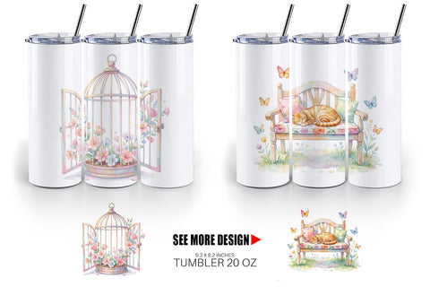 Tumbler Watercolor Enchanted Garden Mom Floral Sublimation artnoy 