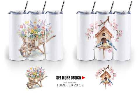Tumbler Watercolor Enchanted Garden Mom Floral Sublimation artnoy 