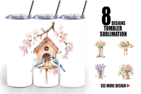 Tumbler Watercolor Enchanted Garden Mom Floral Sublimation artnoy 