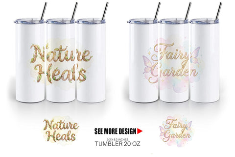 Tumbler Watercolor Enchanted Magic Flower Quote Sublimation artnoy 