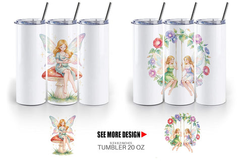 Tumbler Watercolor Fairy Mom And Baby Fantasy Sublimation artnoy 