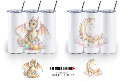 Tumbler Watercolor Fantasy Mom And Baby Creatures Sublimation artnoy 