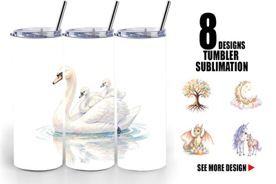 Tumbler Watercolor Fantasy Mom And Baby Creatures Sublimation artnoy 